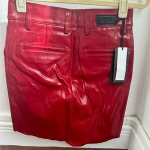 RtA Genuine Red Patent Leather Skirt